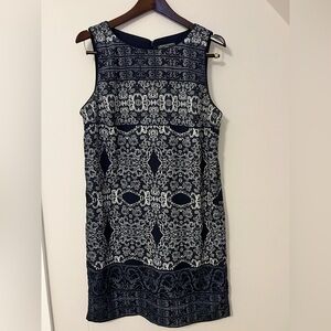 Chelsea & Theodore Navy and White Knee length Dress.